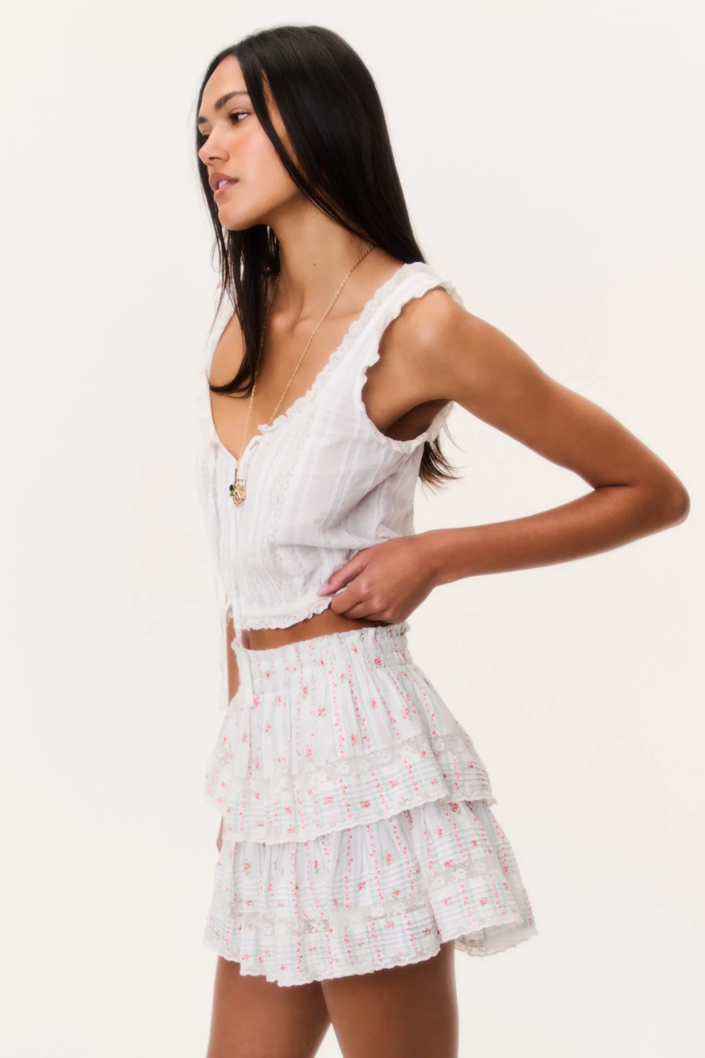 Cherry Stripe Ruffle Mini Skirt - Image 3