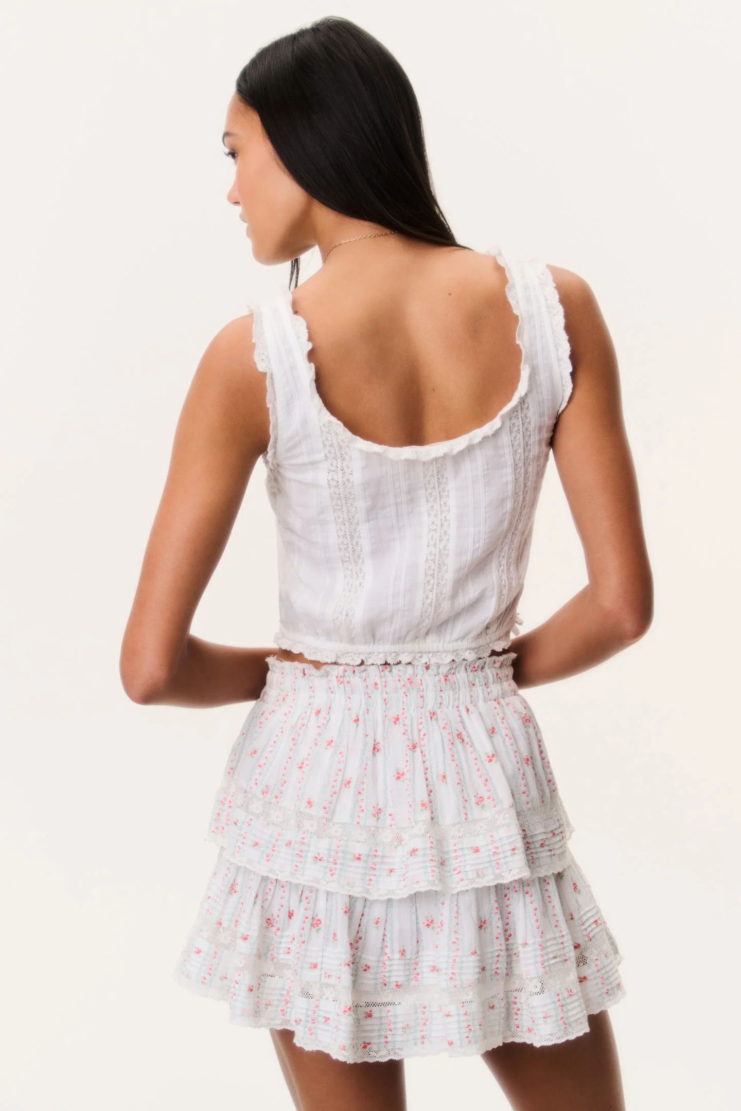 Cherry Stripe Ruffle Mini Skirt - Image 4