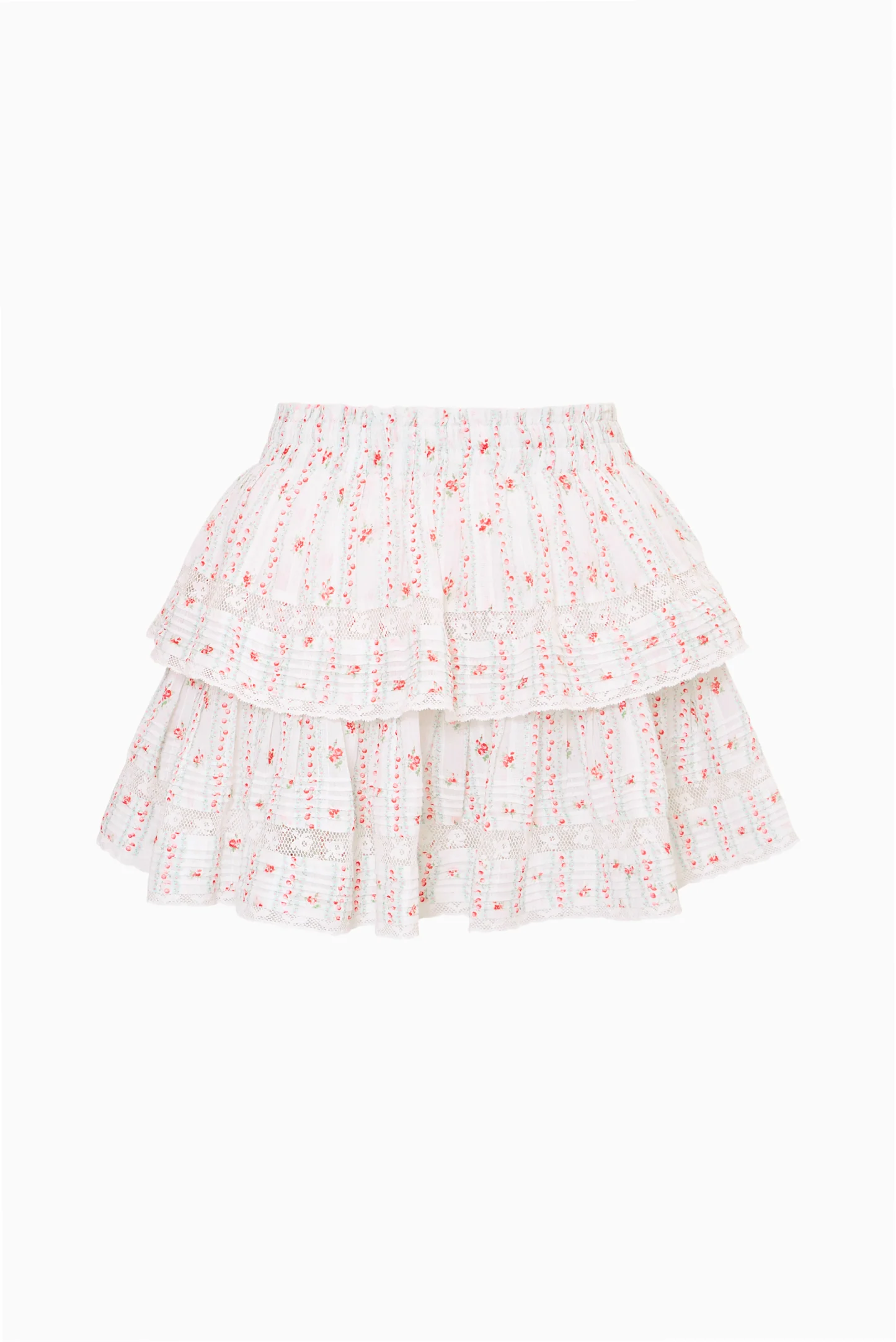 Cherry Stripe Ruffle Mini Skirt - Image 5