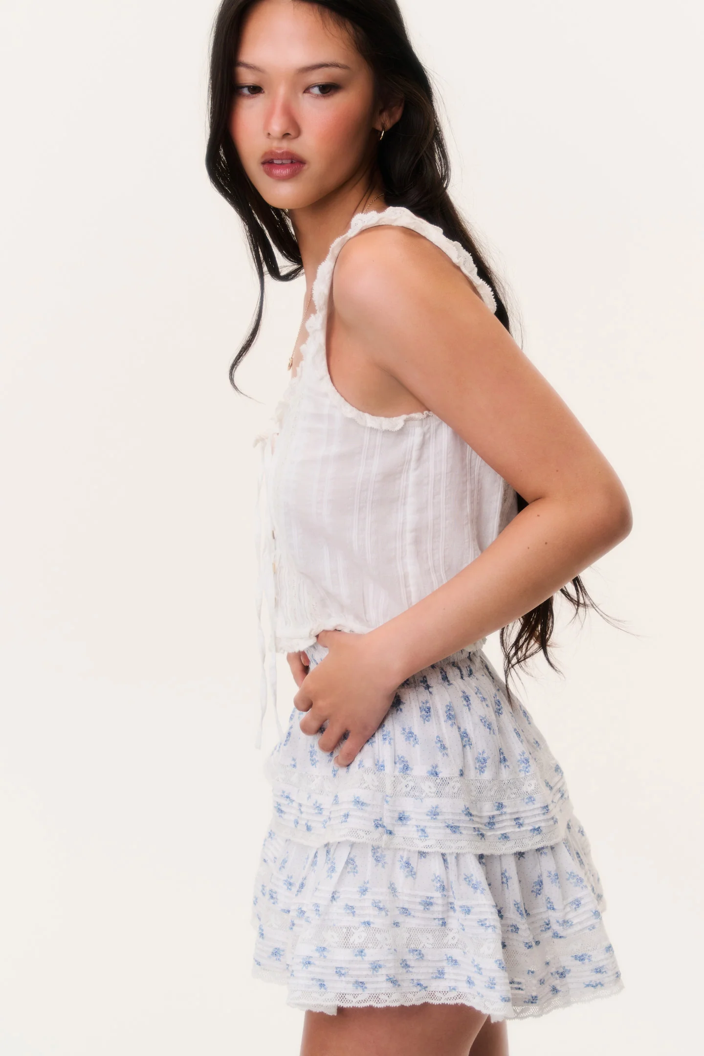 Indigo Cloud Ruffle Mini Skirt - Image 3