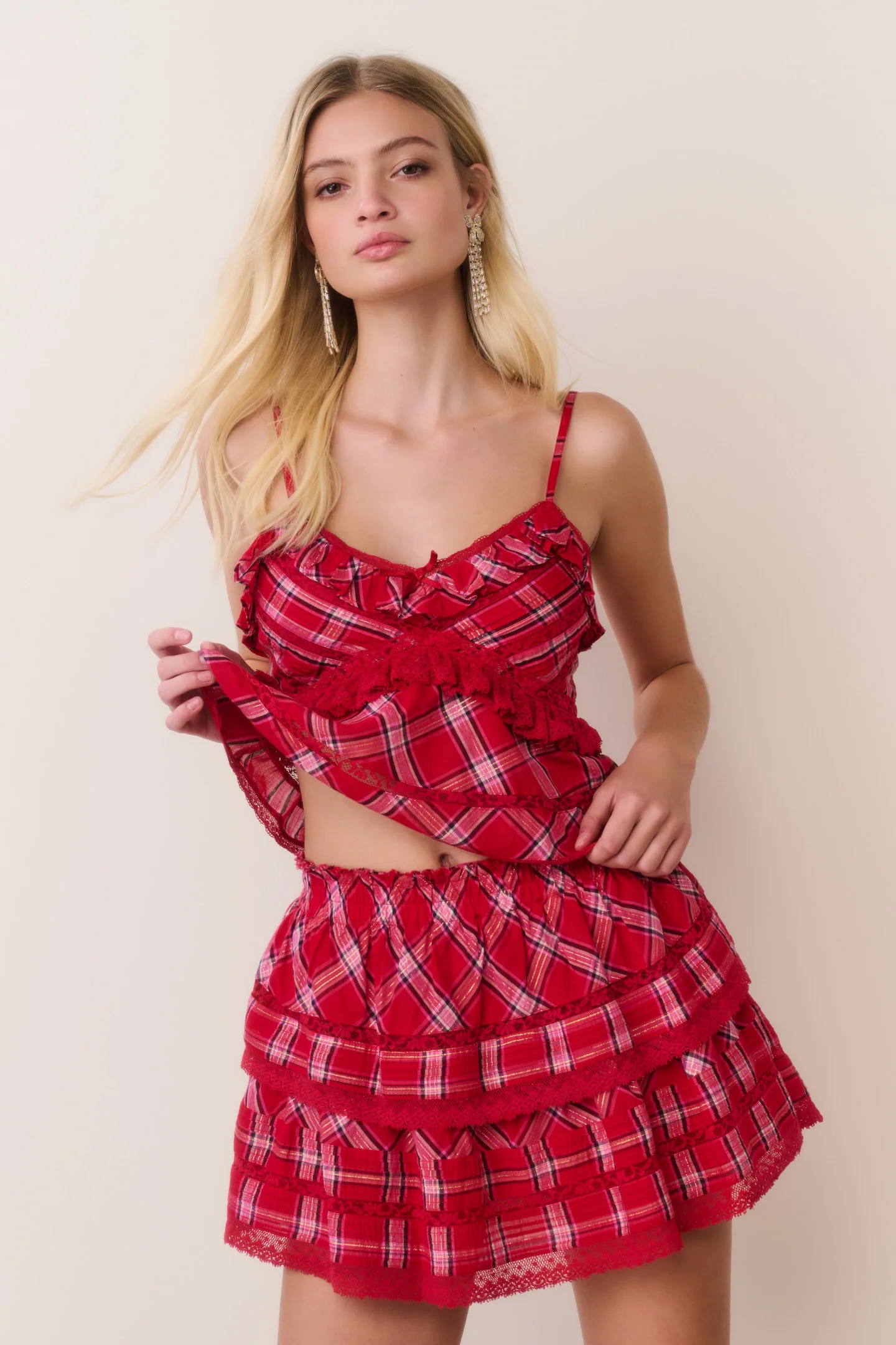 Ruffle Mini Tartan Skirt
