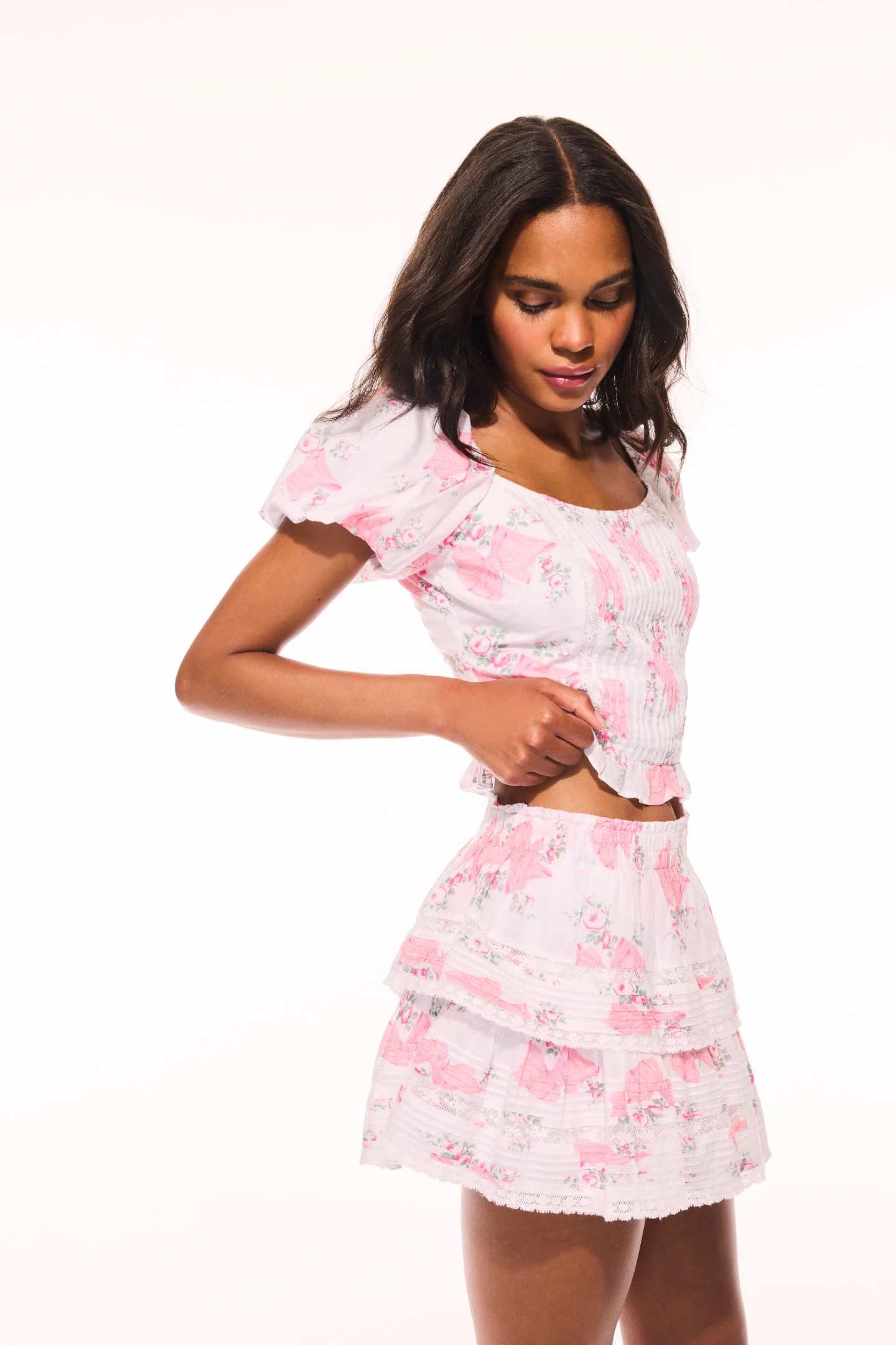 Ruffle Mini Summer Heirloom Print Skirt - Image 2