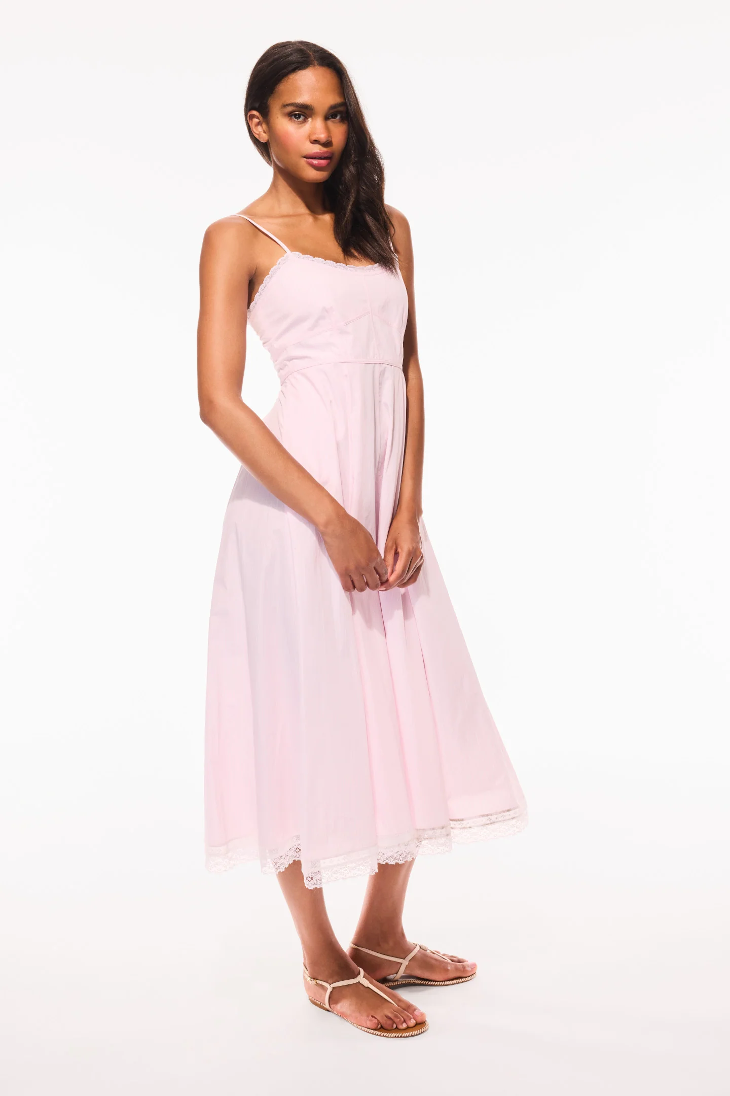 Sandara Cotton Pinstripe Midi Dress - PINK RIVIERA - Image 2