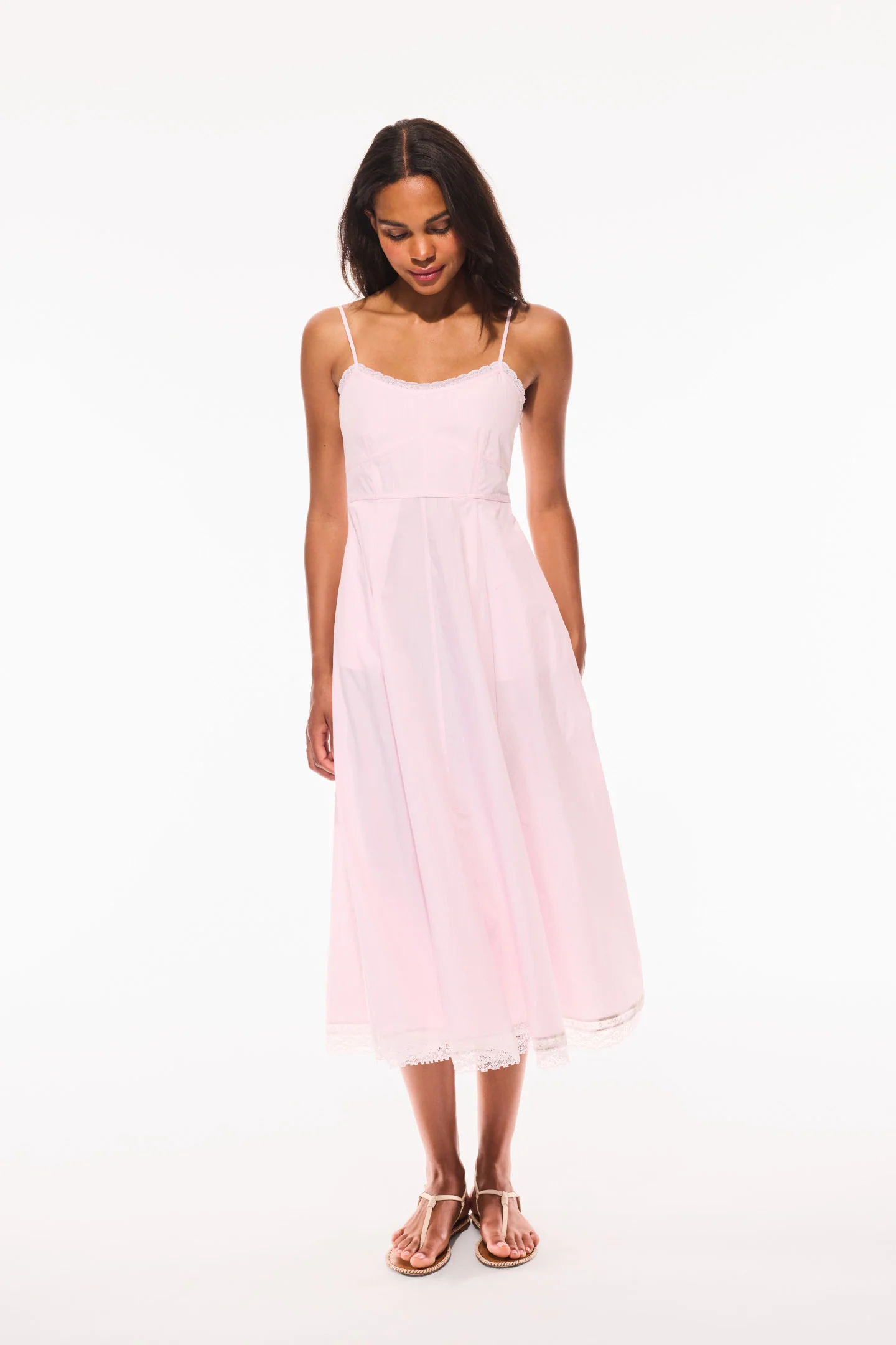 Sandara Cotton Pinstripe Midi Dress - PINK RIVIERA - Image 3