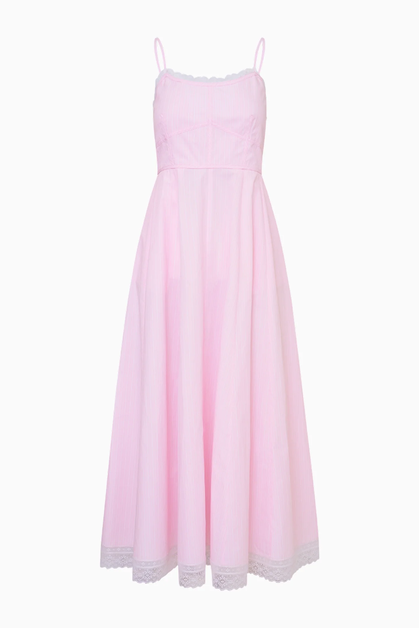 Sandara Cotton Pinstripe Midi Dress - PINK RIVIERA - Image 5