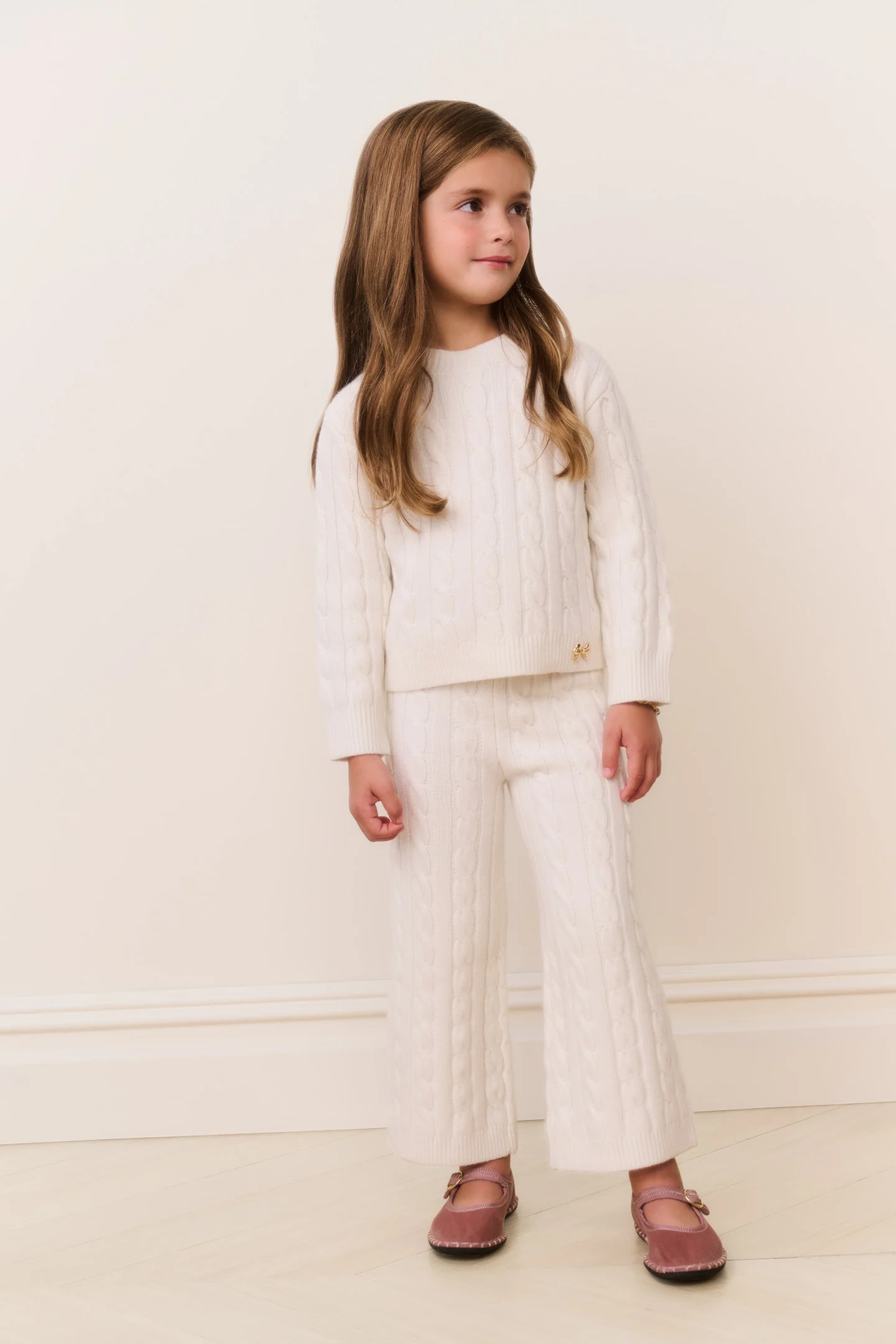Little Girls Sallie Cable Knit Pullover - Image 2