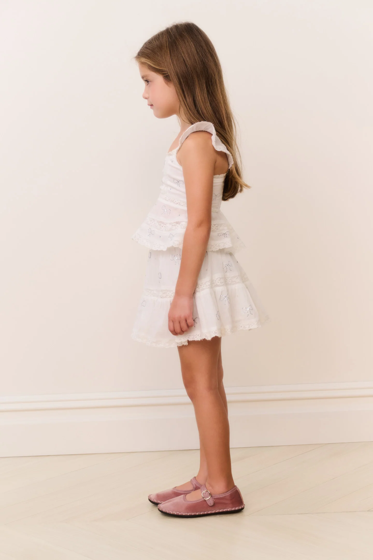 Little Girls Silano Crystal Bow Cotton Skirt - Image 2