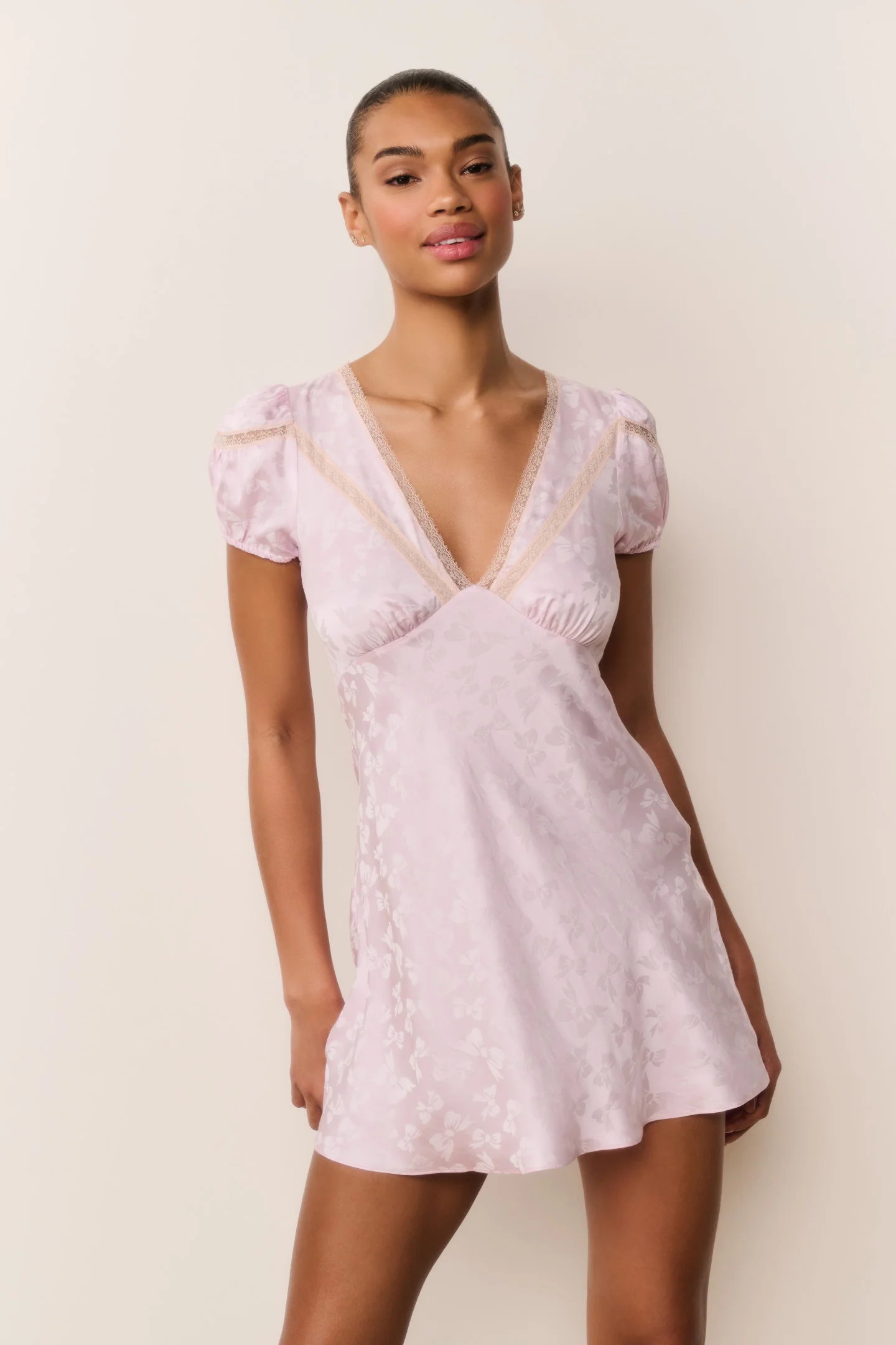 Sylara Silk-Blend Bow Jacquard Mini Dress - Image 2
