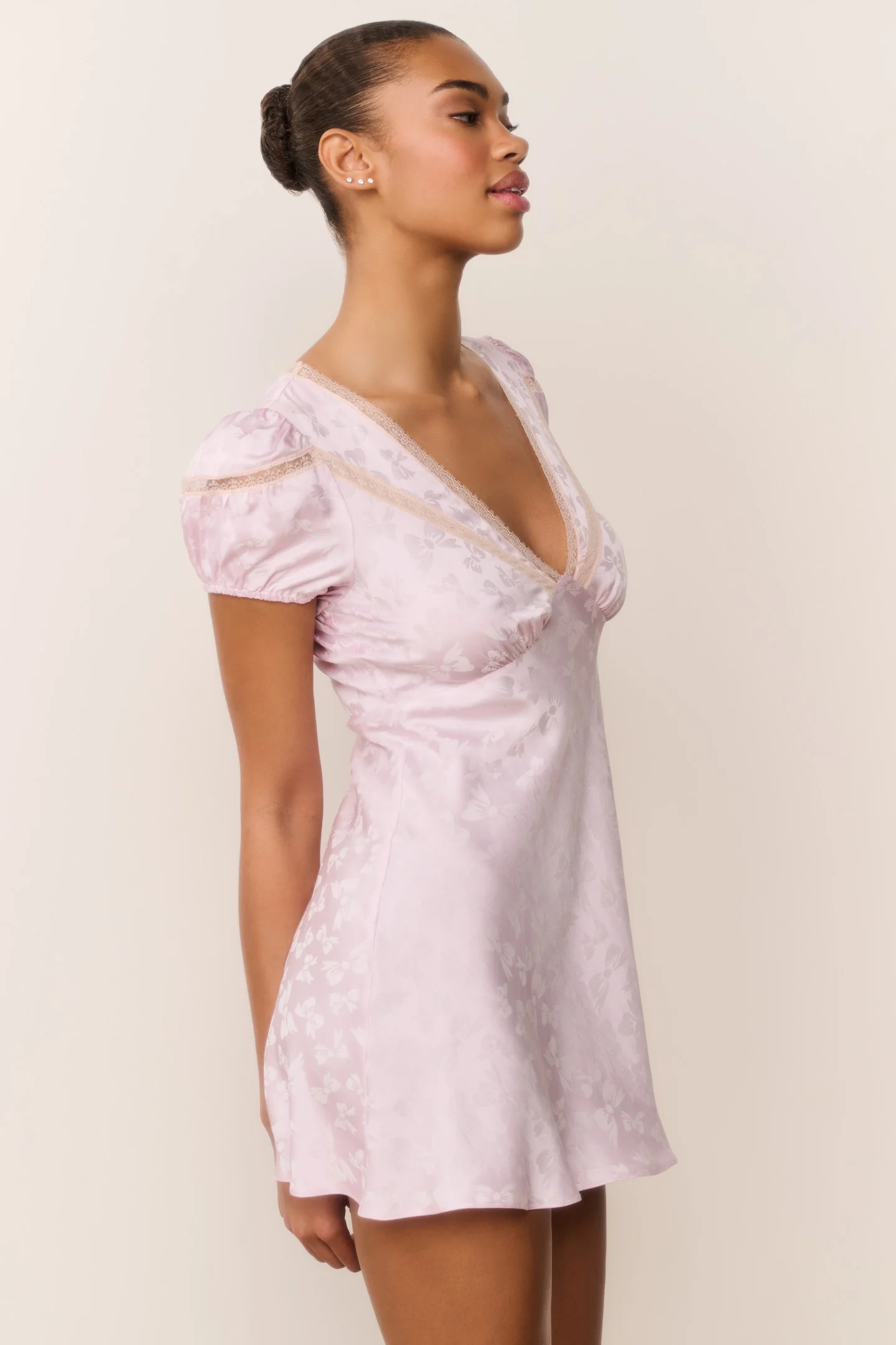 Sylara Silk-Blend Bow Jacquard Mini Dress - Image 3
