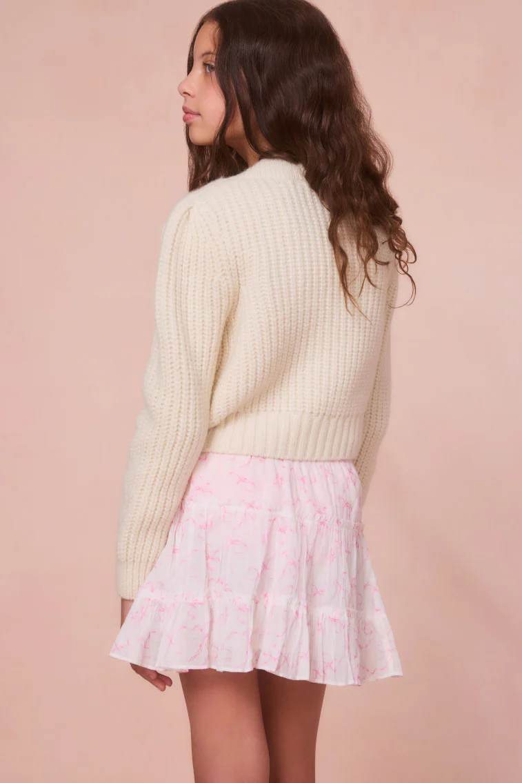 Girls Teisha Alpaca Bow Cardigan - SNOW - Image 3