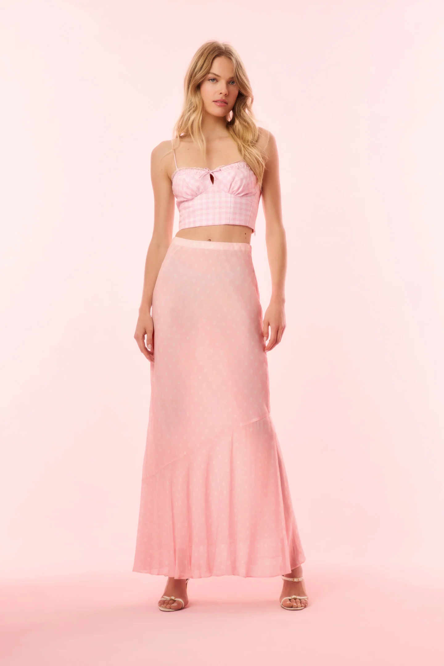 Tesleigh Chiffon Polkadot Maxi Skirt - Image 4