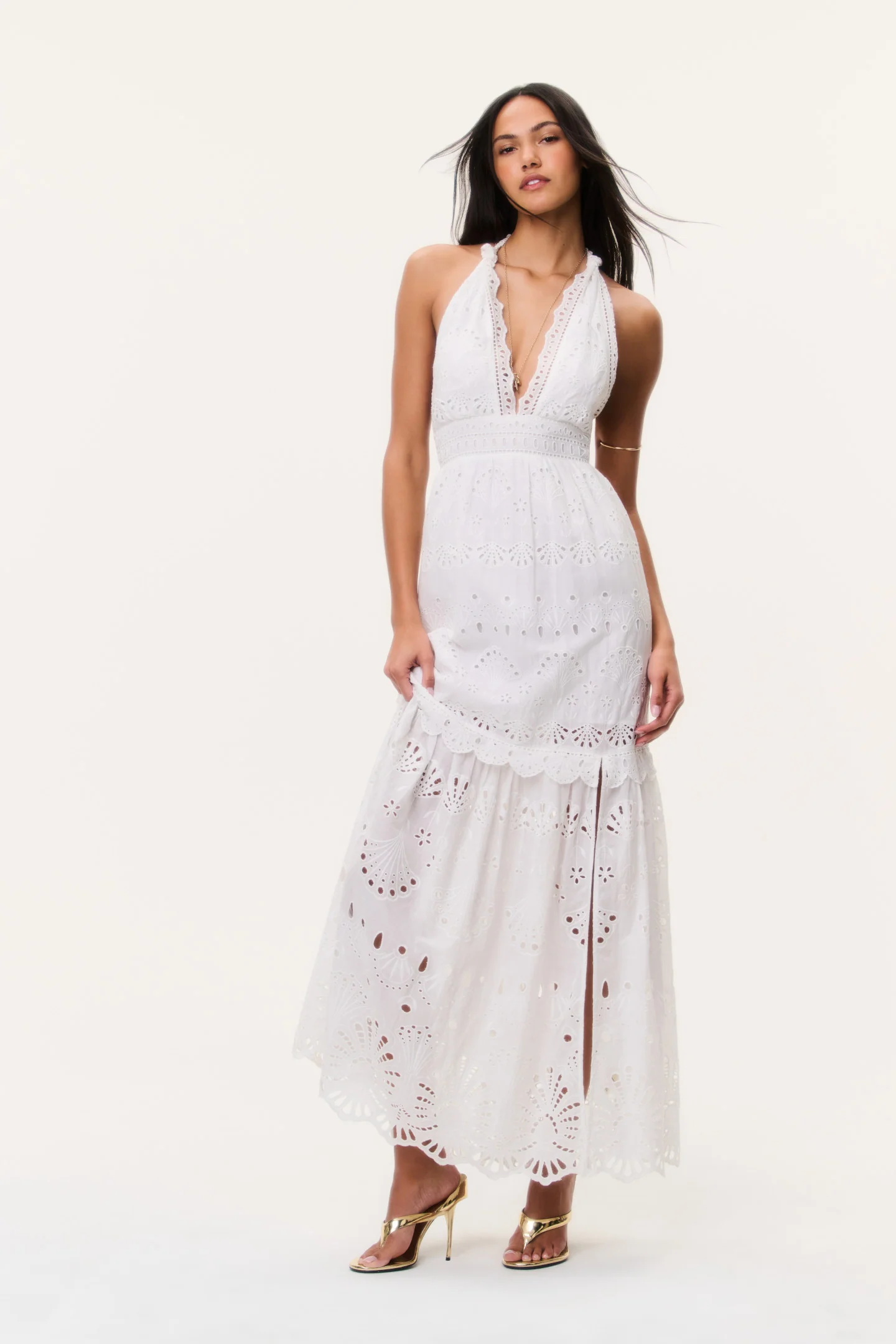 Trix Eyelet Halter Maxi Dress - Image 3