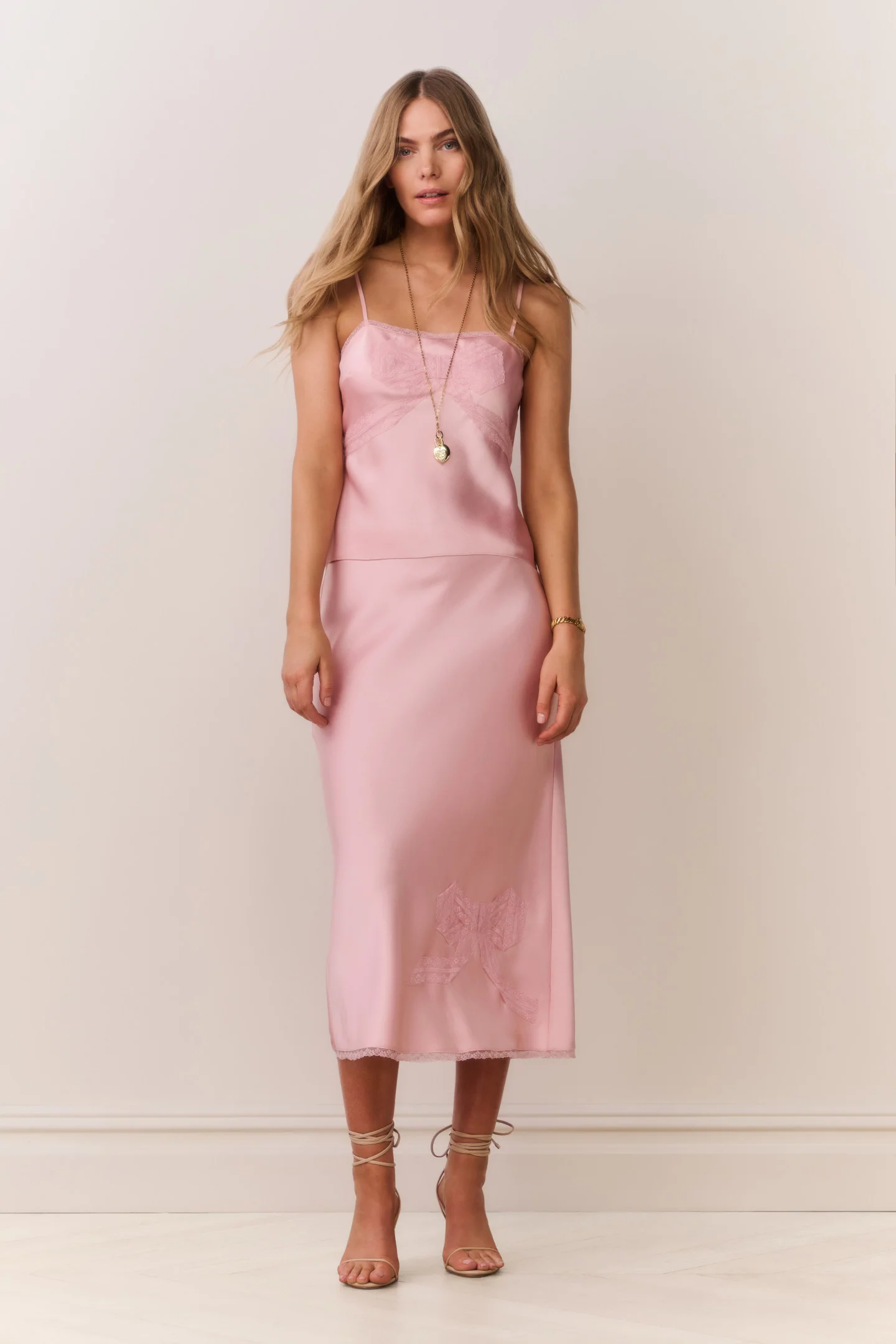 Vallis Lace Bow Satin Maxi Skirt - Image 2