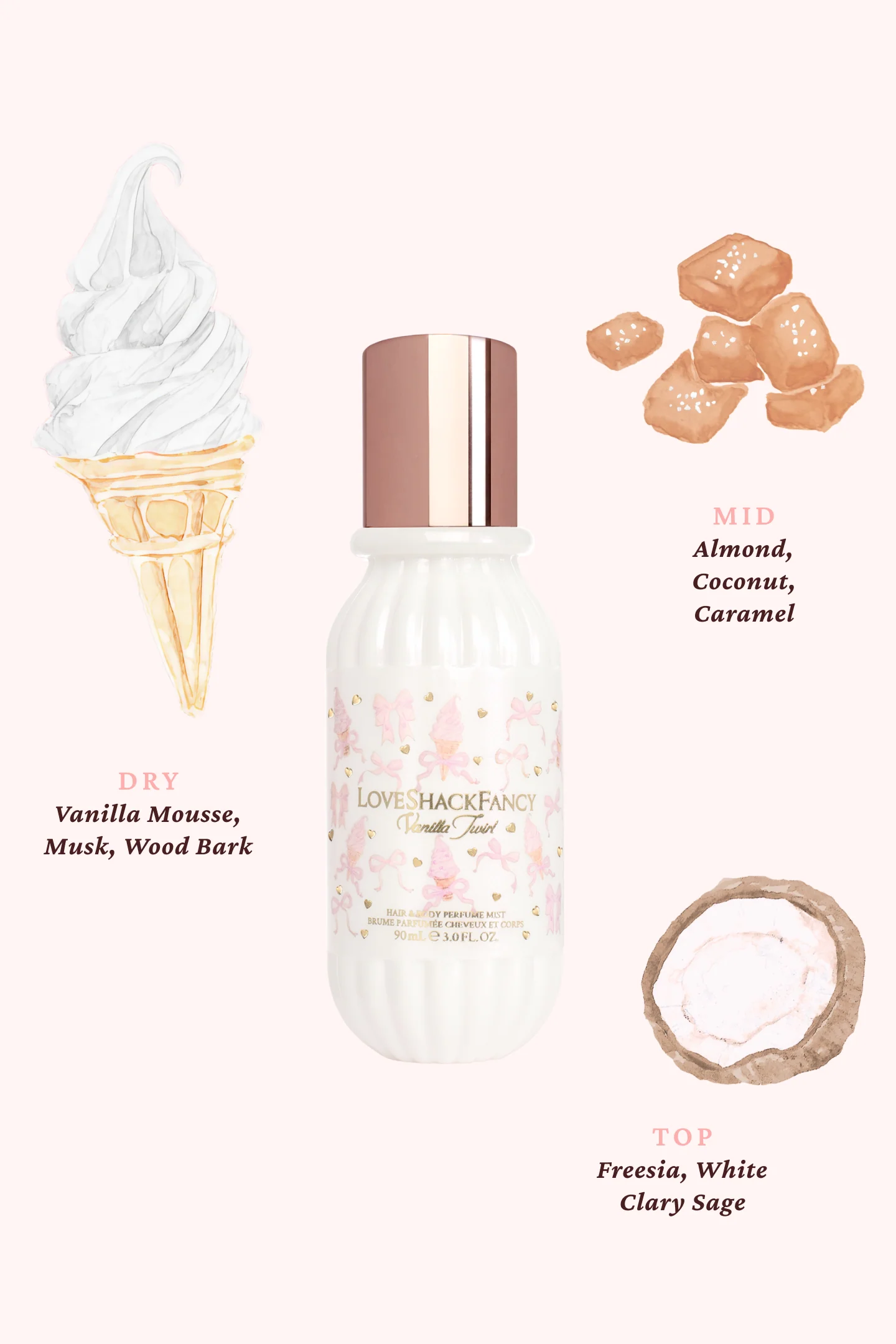 Mini Vanilla Twirl Hair & Body Perfume Mist with Vanilla Mousse and Salted Caramel - Image 3