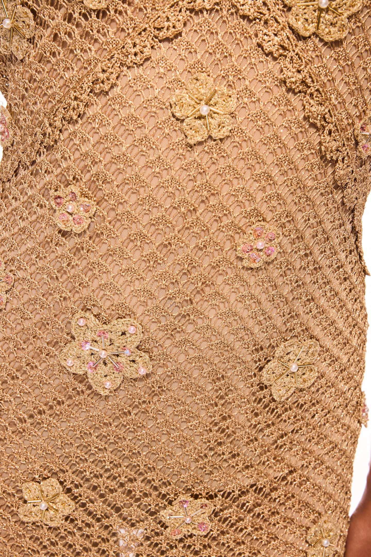 Vreya Metallic Crochet Halter Dress - Image 4