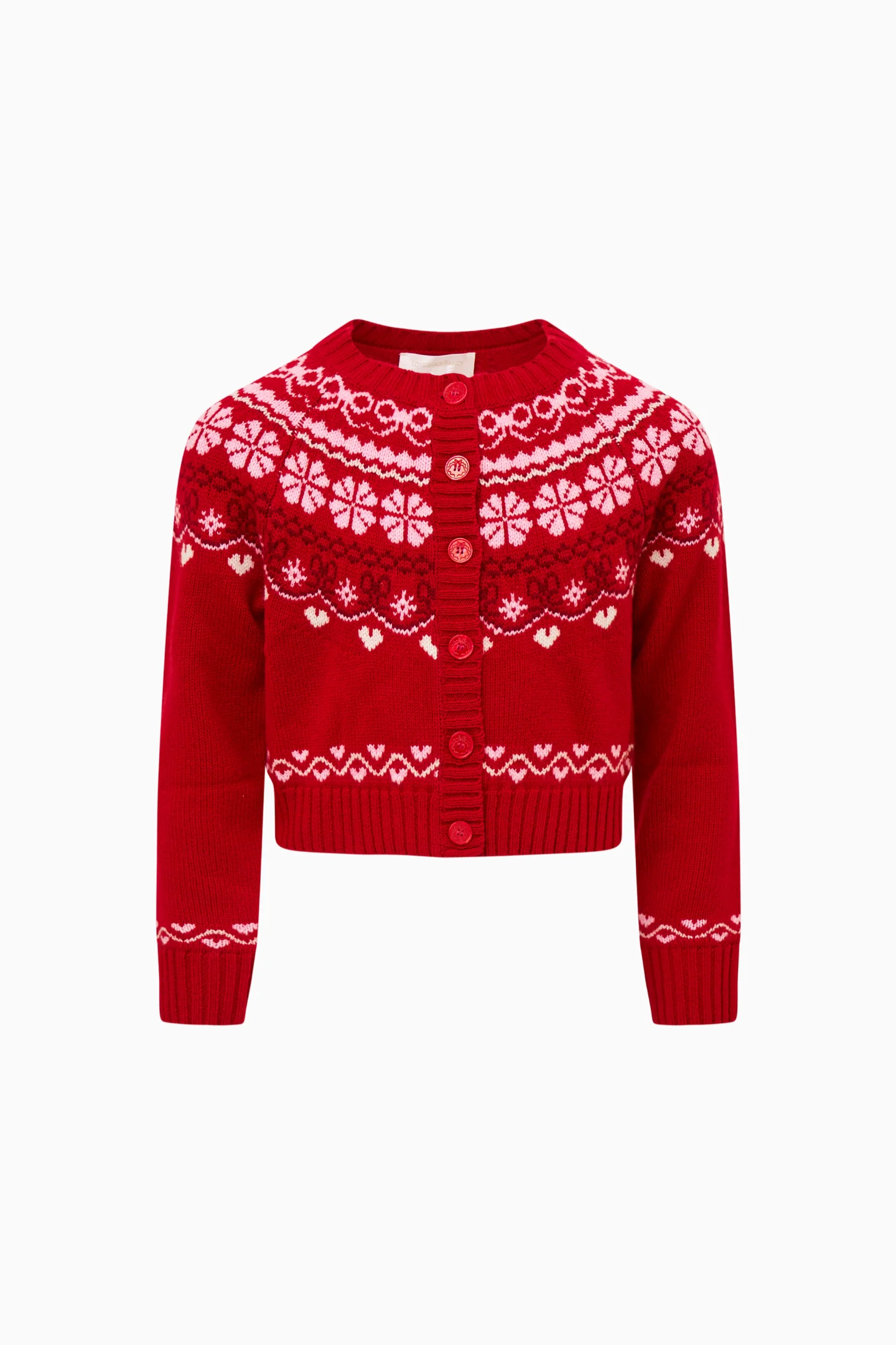 Little Girls Wrenna Fair Isle Cardigan - RED VELVET TRUFFLE - Image 4