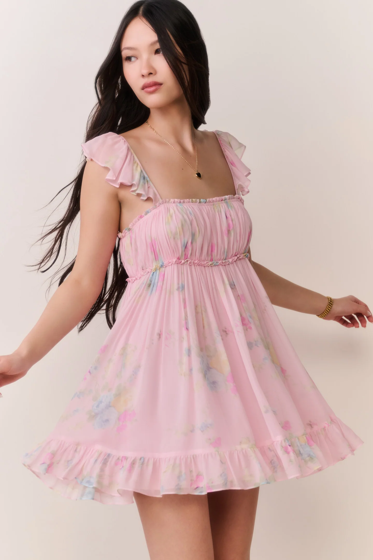 Zanira Floral Chiffon Mini Dress - Image 3