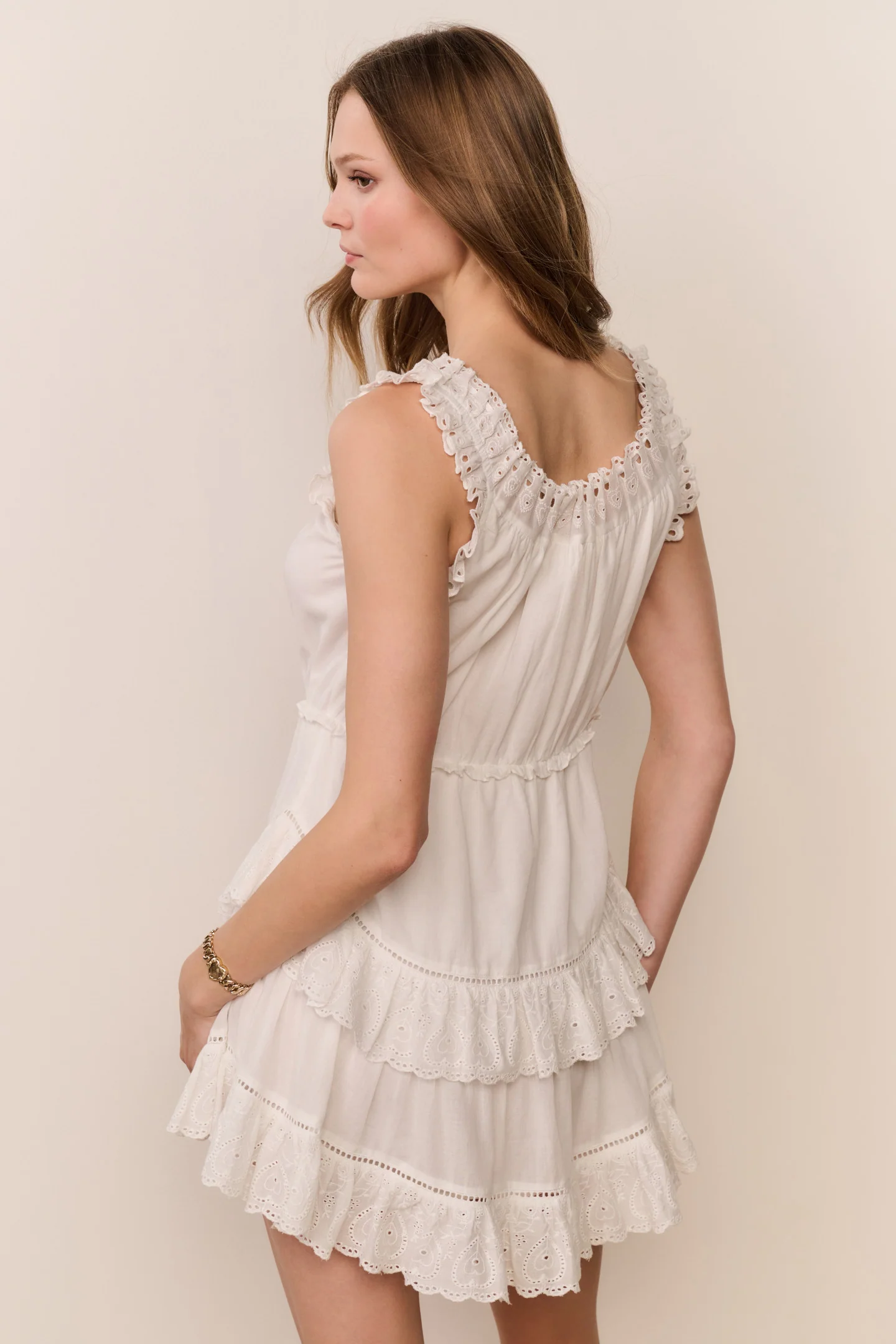 Zayan Heart Eyelet Cotton Mini Dress - Image 5