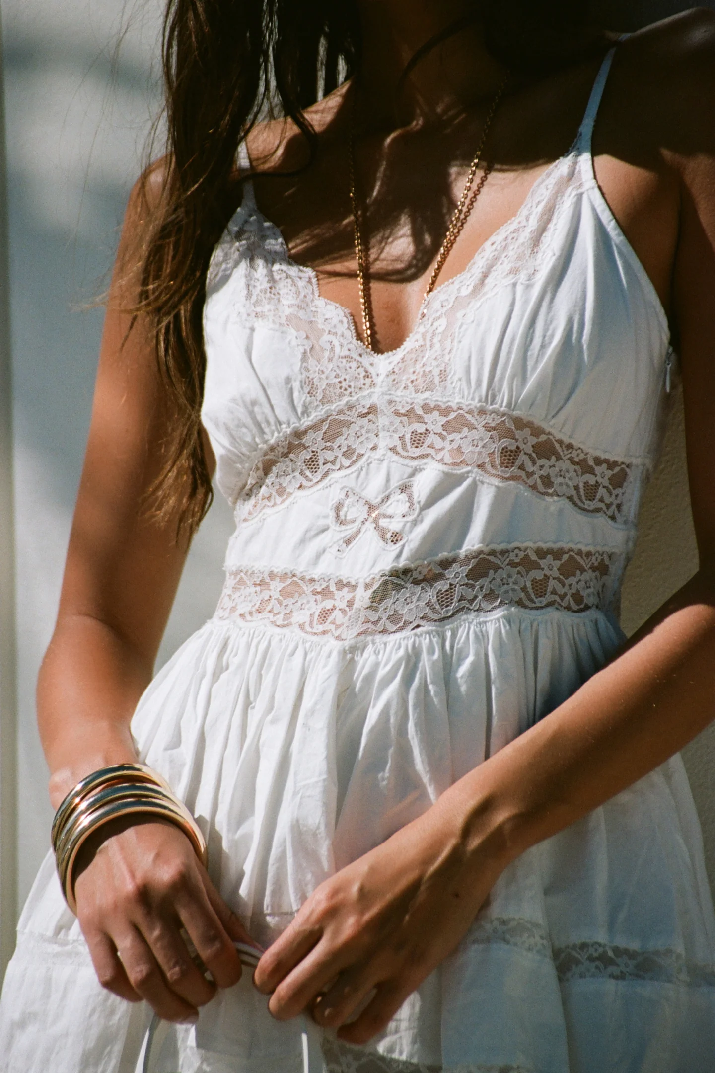 Zima Cotton Lace Bow Mini Dress - Image 10
