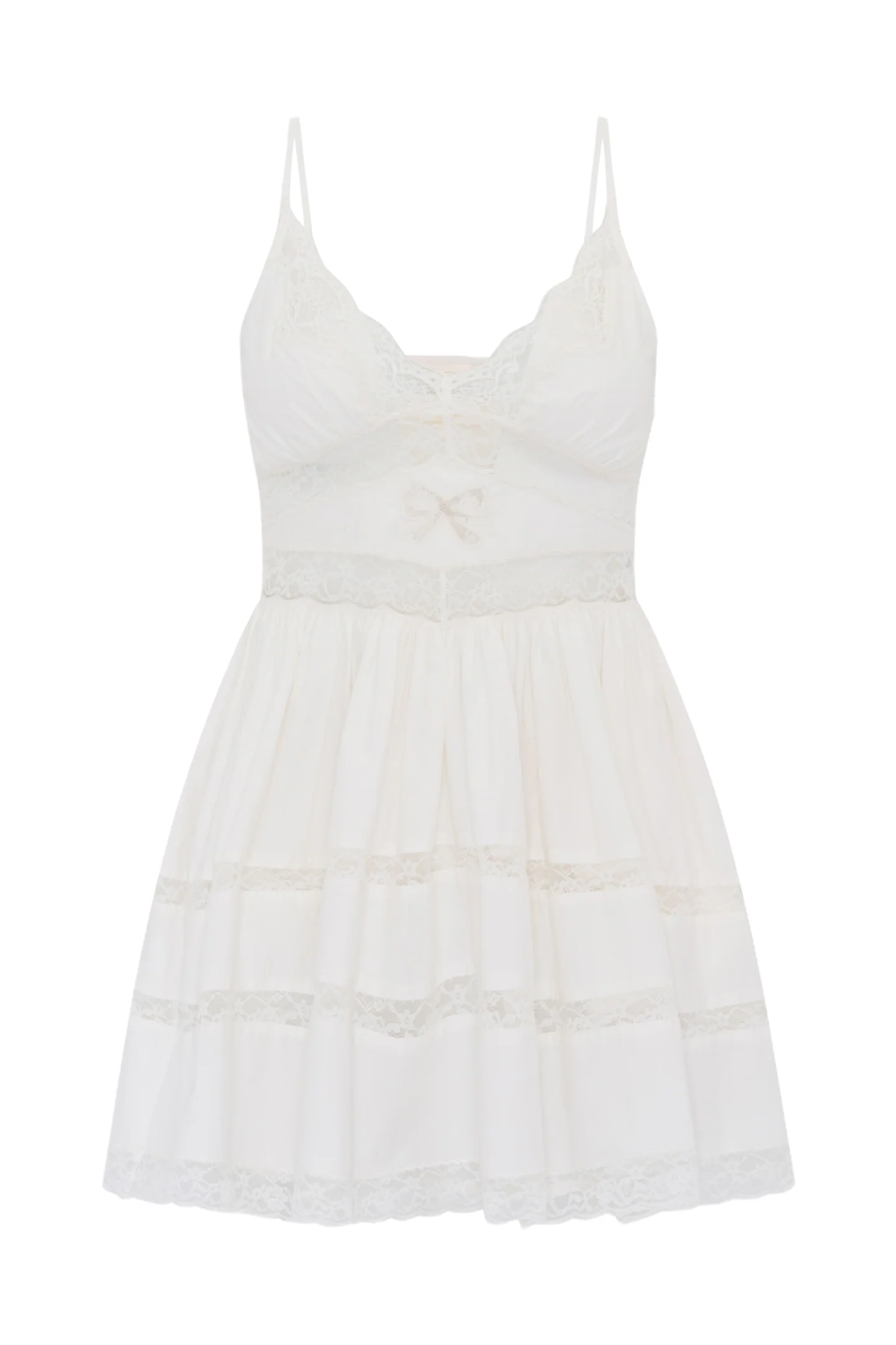 Zima Cotton Lace Bow Mini Dress - Image 12