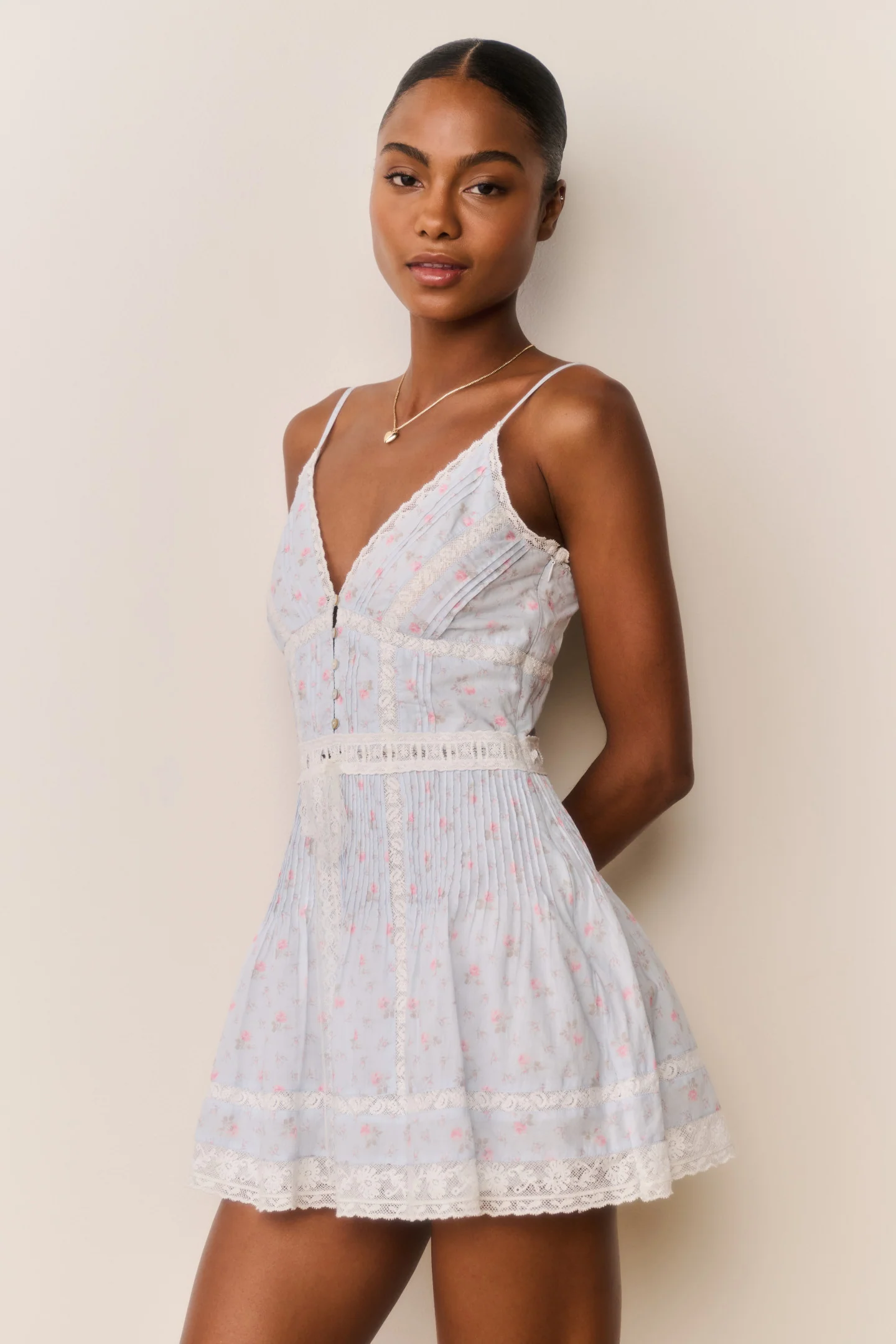 Zirelle Floral Cotton Lace-Trimmed Mini Dress - Image 4