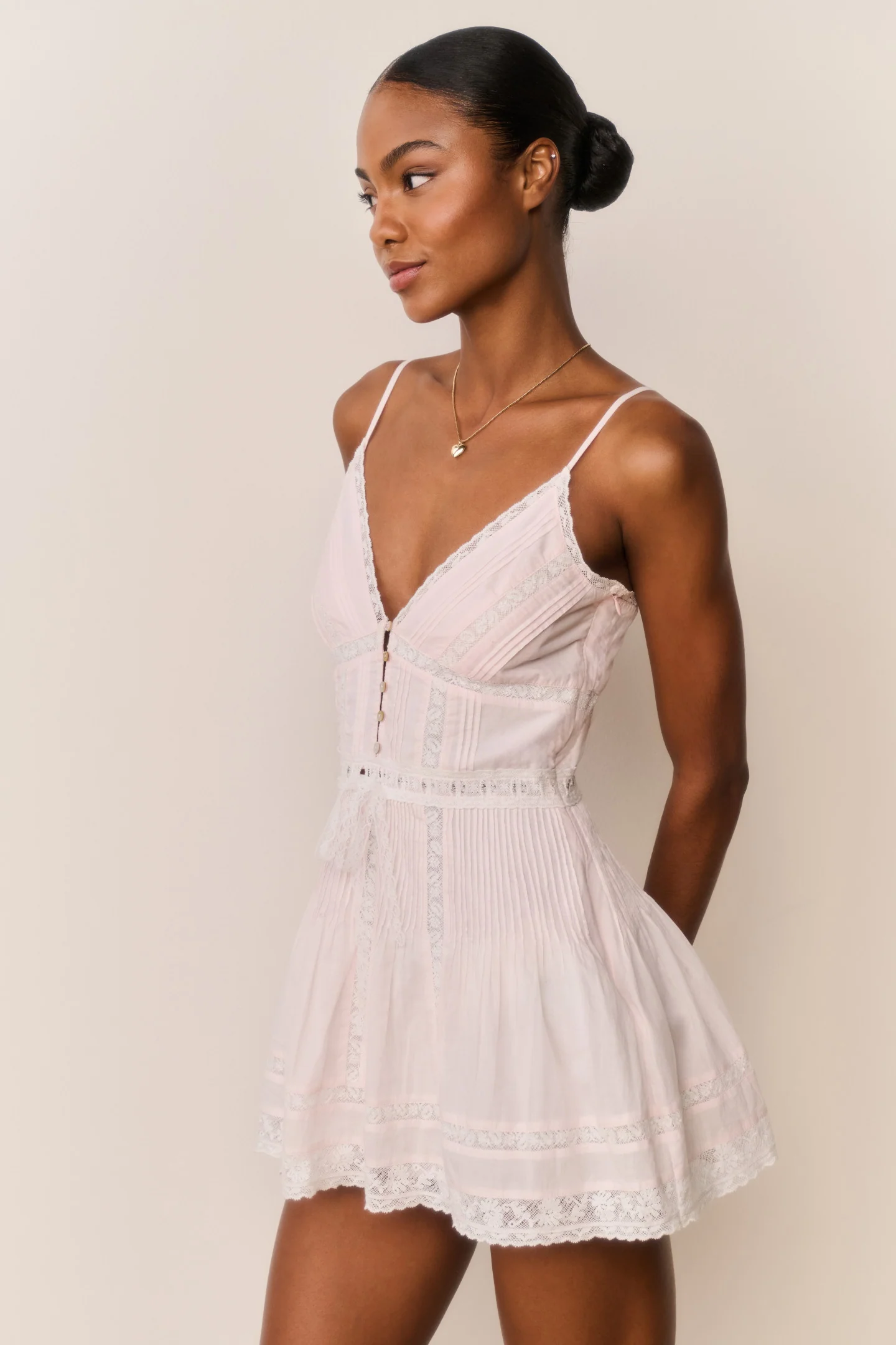 Zirelle Pink Cotton Lace-Trimmed Mini Dress - Image 4